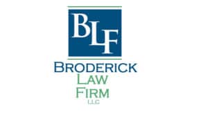Lowell MA personal injury attorney Broderick Law Firm, LLC logo in vertical format